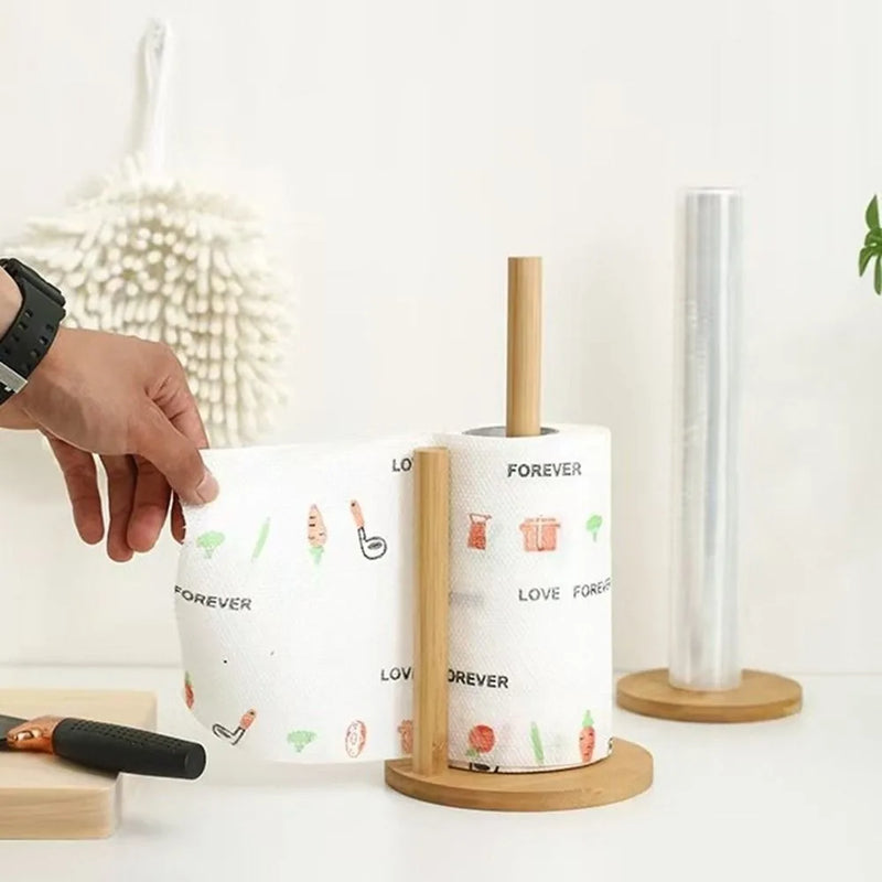 Porte-Essuie-Tout en Bois à Poser, Support Courbe 15 cm ou Tige Droite