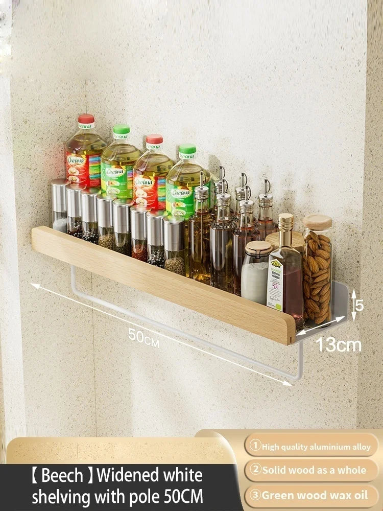 Étagère Murale en Bois et Aluminium, Blanc ou Noir, 20 à 60 cm