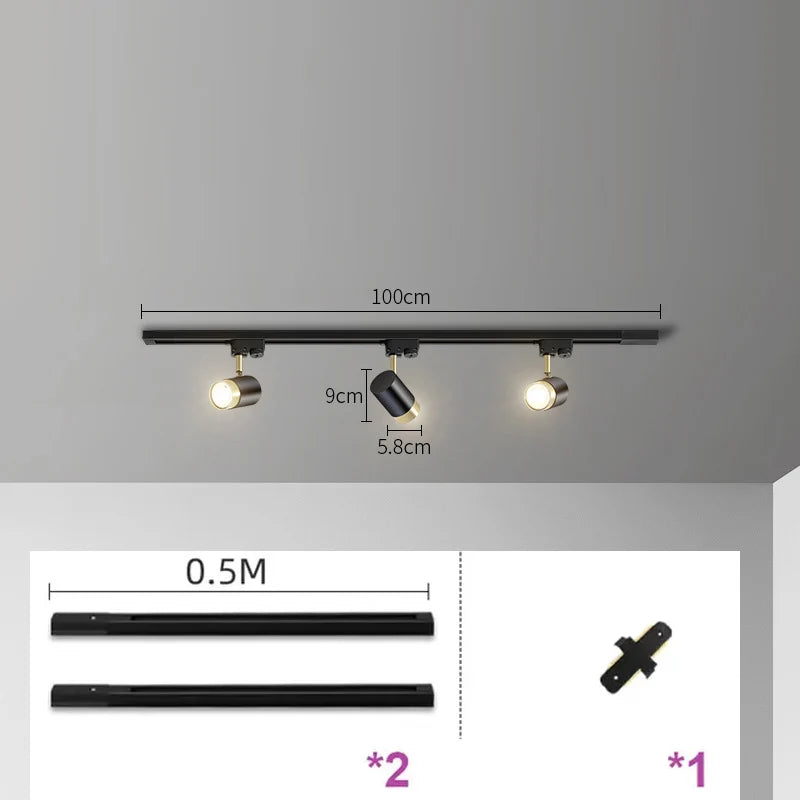Plafonnier Cuisine sur Rail à Spots GU10 Orientables, Noir ou Blanc