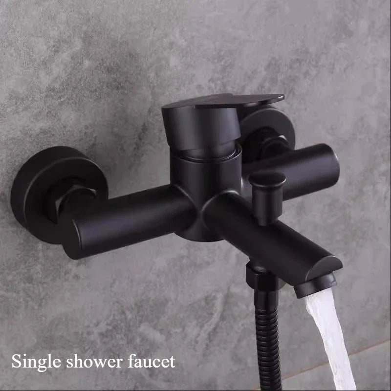 Robinet de Baignoire Mural Bain-Douche Inox 304 Noir ou Brossé