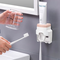 Distributeur de Dentifrice Mural Automatique avec Porte-Brosses, 4 Coloris, 7,5 x 10 cm
