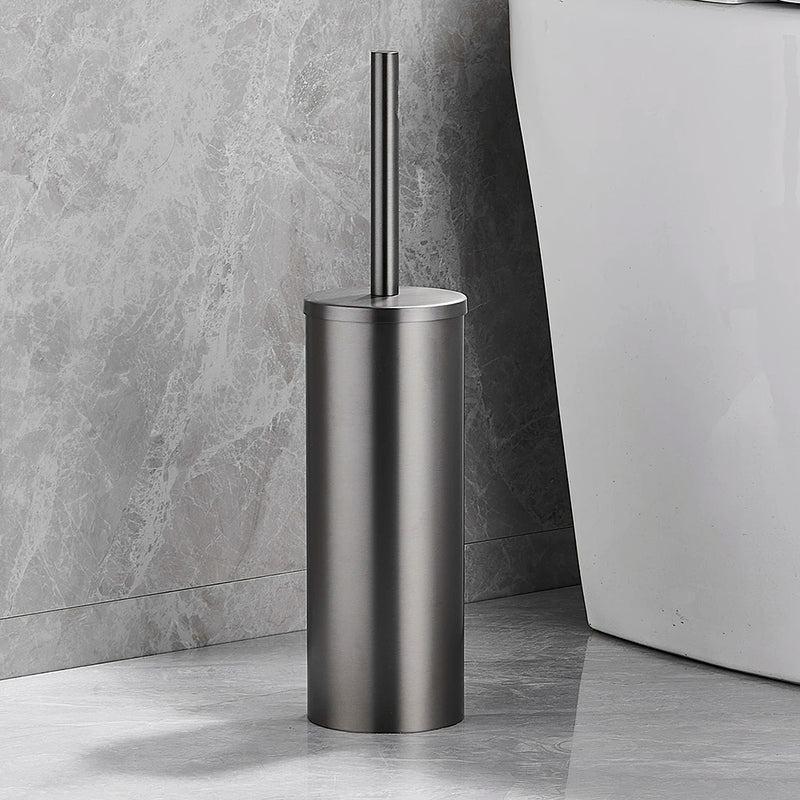 Brosse WC Inox avec Support Cylindrique, Murale ou à Poser, 7 Finitions
