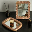 Miroir de Table en Bois à Poser, Cadre Ondulé ou Arrondi