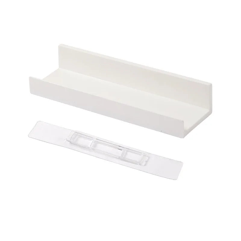Étagère Salle de Bain Adhésive Sans Perçage, Blanche ou Transparente, 27 cm