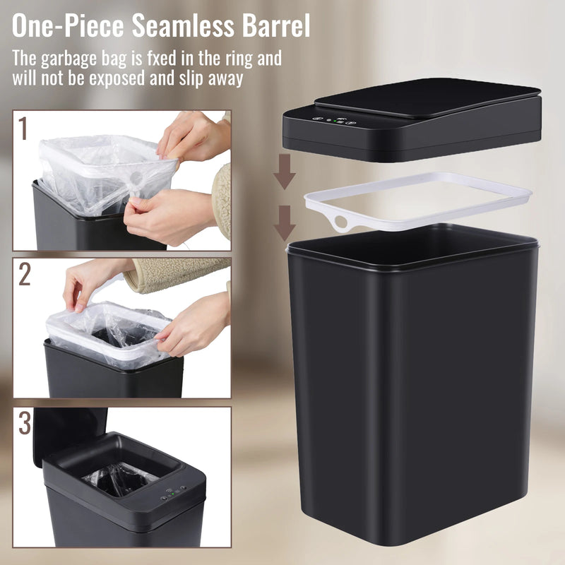 Poubelle Salle de Bain Capteur de Mouvement Sans Contact 12L