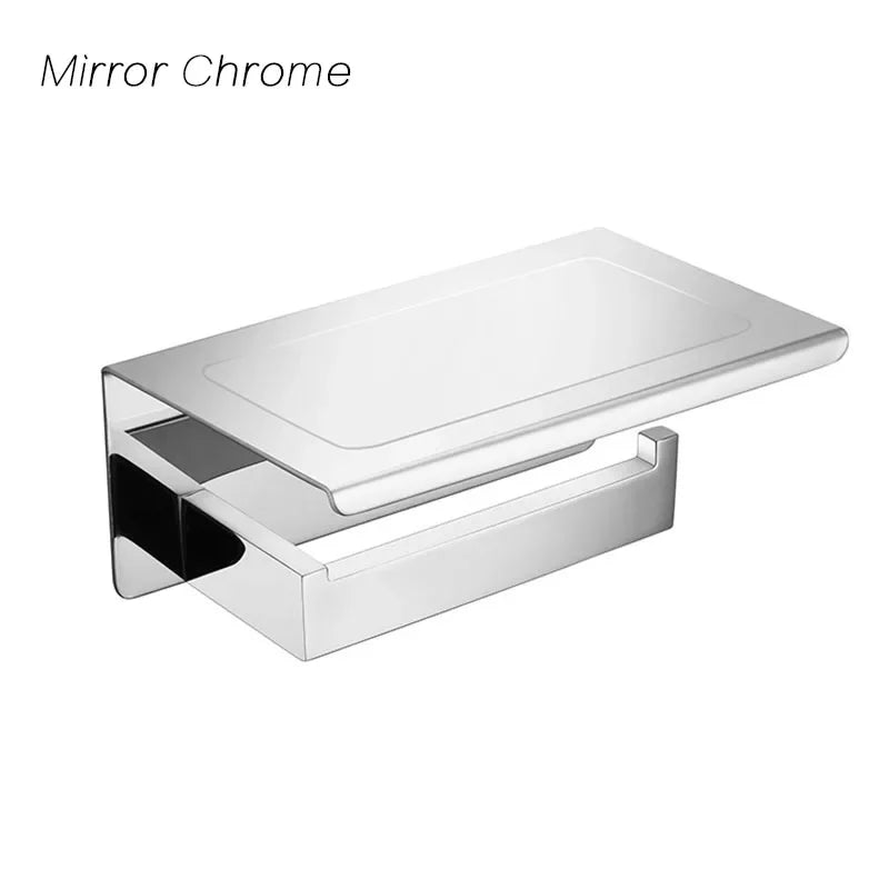 Porte-Papier Toilette Mural Inox 304 avec Tablette Téléphone, 5 Finitions