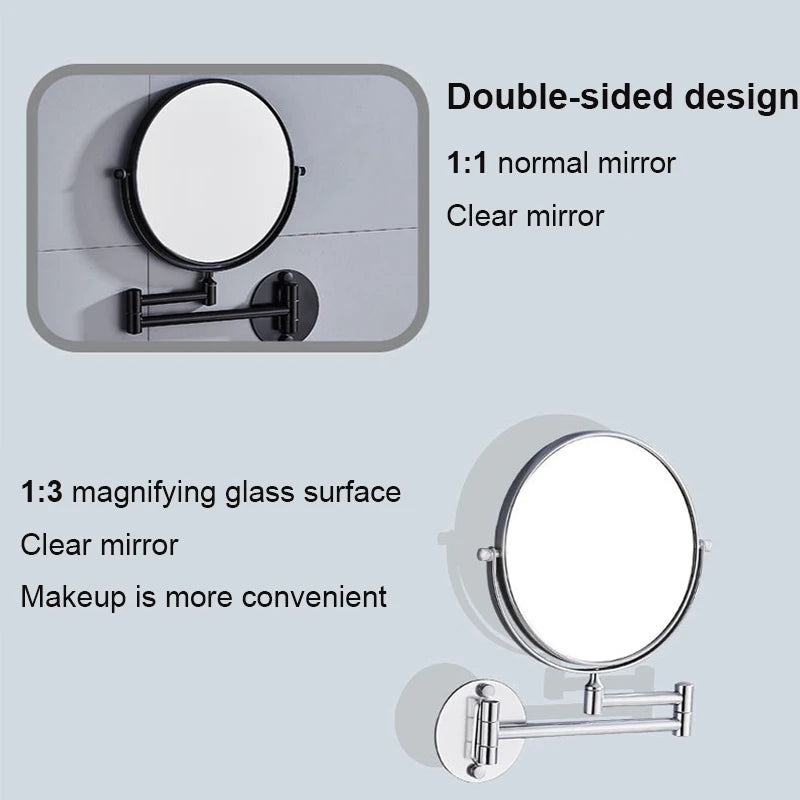 Miroir Grossissant Mural Double Face 3X Bras Pliant Aluminium 20 cm