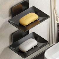 Porte-Savon Mural Inox Sans Perçage avec Plateau Égouttoir, Lot de 1 ou 2