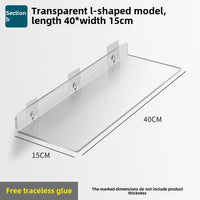 Étagère Salle de Bain Murale en Acrylique Transparente, Sans Perçage