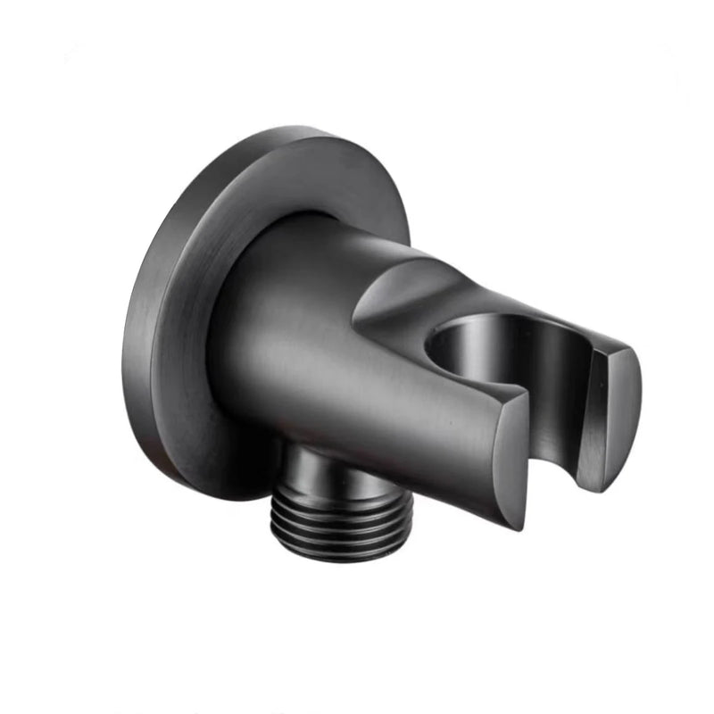 Support Douchette Mural Rond Laiton avec Sortie d'Eau, 4 Finitions