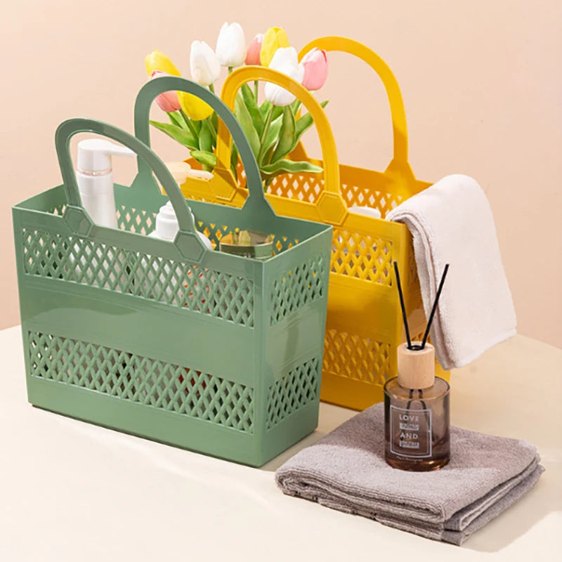Panier de Douche Portable Ajouré 29 x 20 cm, Beige, Vert ou Jaune
