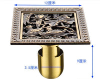 Bonde de Douche Carrée Laiton Vieilli Motifs Ciselés 12 cm