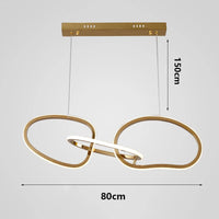 Suspension Cuisine LED Anneaux Entrelacés, 80 à 180 cm