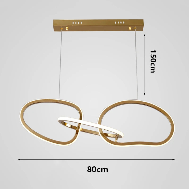 Suspension Cuisine LED Anneaux Entrelacés, 80 à 180 cm