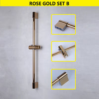 Barre de Douche Réglable Inox 64 cm, Ronde ou Carrée, 6 Finitions