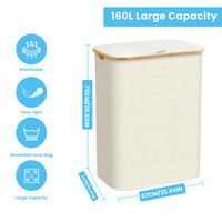 Panier à Linge Étroit avec Couvercle et Sacs Amovibles, 100 L ou 160 L