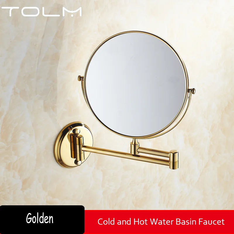 Miroir Grossissant Mural Double Face Doré Extensible