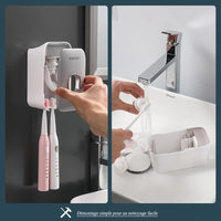 Distributeur de Dentifrice Automatique avec Porte-Brosses, Mural Gris ou Noir 15 cm