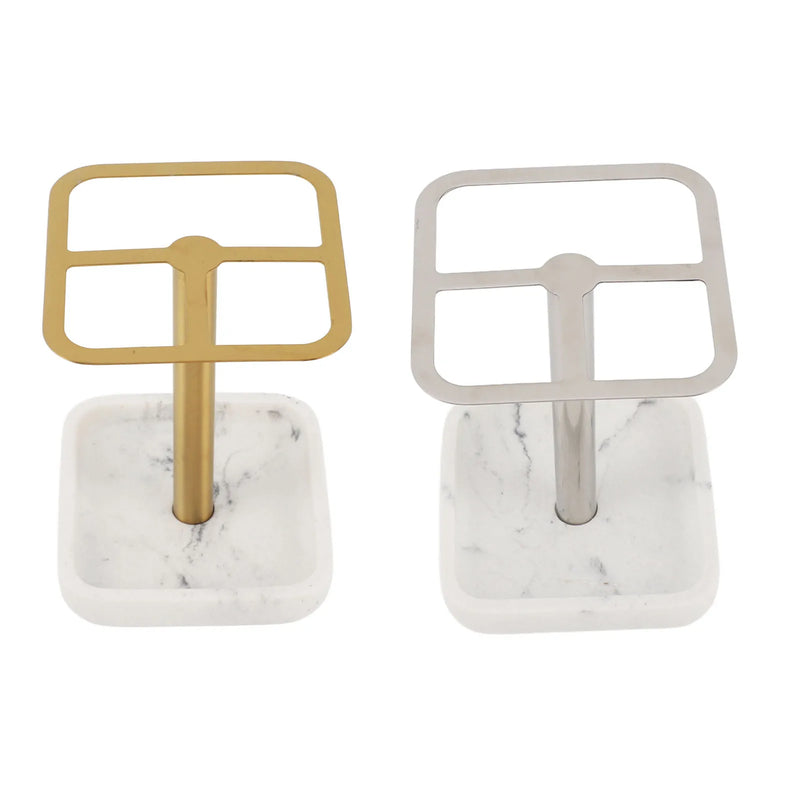 Porte-Brosse à Dents Inox 304 à Poser, Base Effet Marbre, Doré ou Argenté
