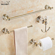 Ensemble Accessoires Salle de Bain Cristal Doré ou Chromé, 4 Pièces