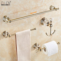 Ensemble Accessoires Salle de Bain Cristal Doré ou Chromé, 4 Pièces