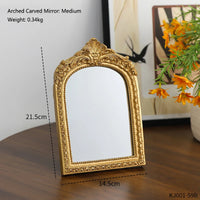 Miroir de Table Doré en Arche Sculptée, Style Vintage, 3 Formats