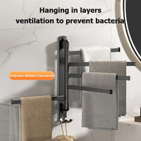 Porte-Serviette Pivotant Mural Inox Noir ou Blanc, 1 à 5 Barres