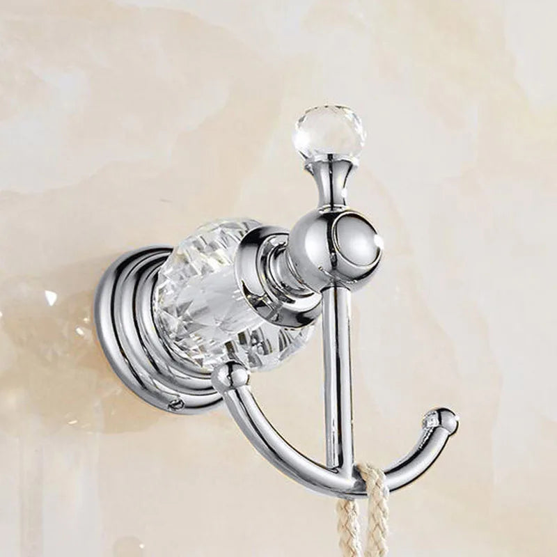 Accessoires Salle de Bain Chromé Cristal Frise Grecque à la Pièce, 17 Articles