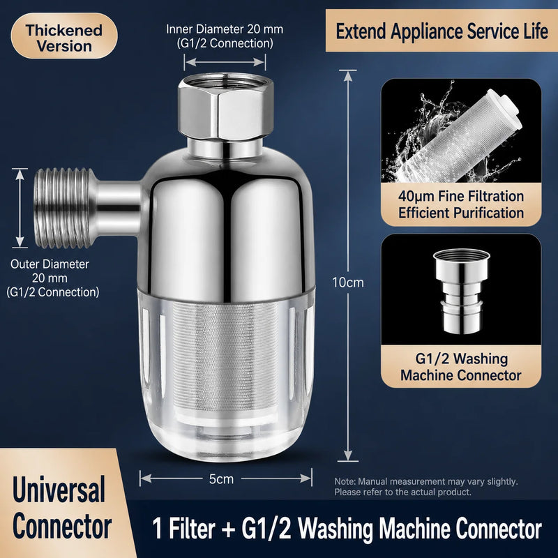 Préfiltre d'Eau 40 Microns Laiton, Maille Inox 316L Lavable, Raccord G 1/2