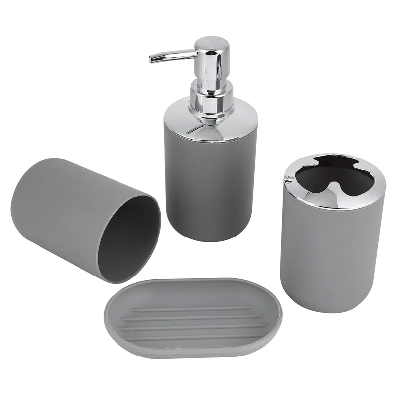 Set Accessoires Salle de Bain Blanc ou Gris, 4 Pièces avec Distributeur