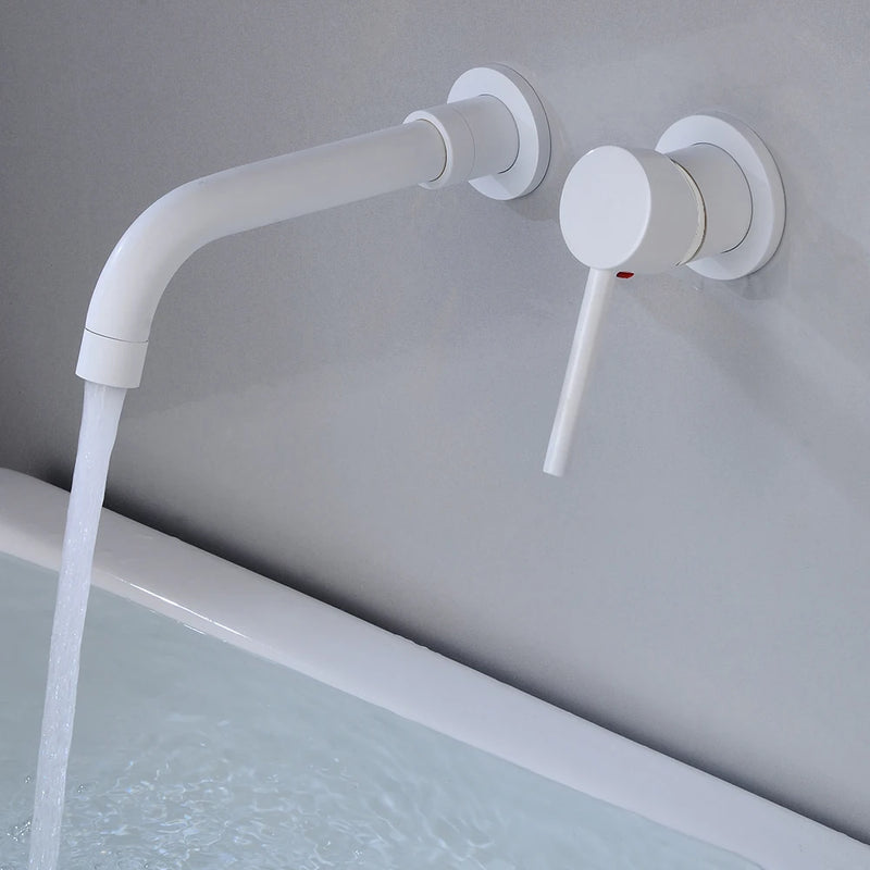 Robinet Mural Lavabo en Laiton, Bec Pivotant, 6 Finitions