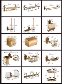 Accessoires Salle de Bain Bronze Antique Ciselé en Aluminium à la Pièce, 13 Articles