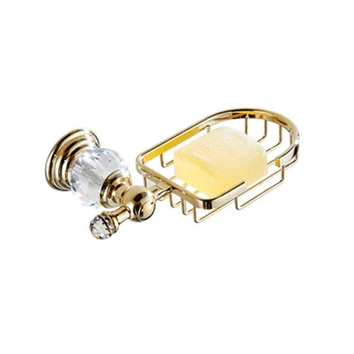 Accessoires Salle de Bain Dorés à Cristal en Laiton à la Pièce, 12 Articles