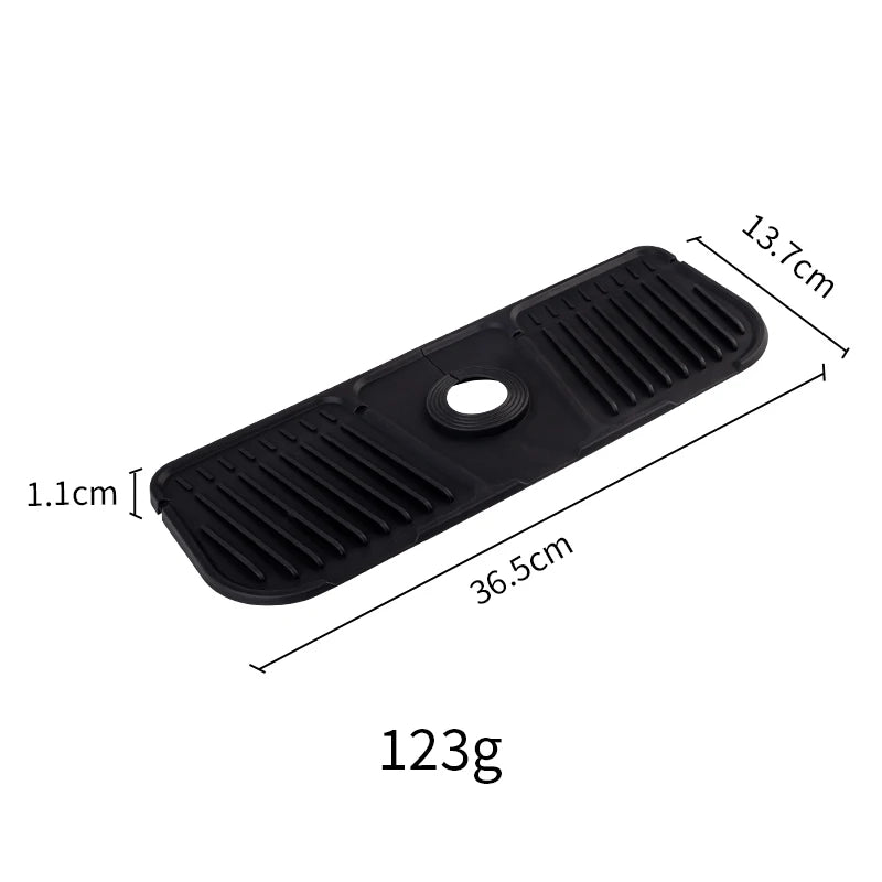 Tapis de Robinet Silicone Anti-Éclaboussures 36,5 ou 44,4 cm, Gris ou Noir