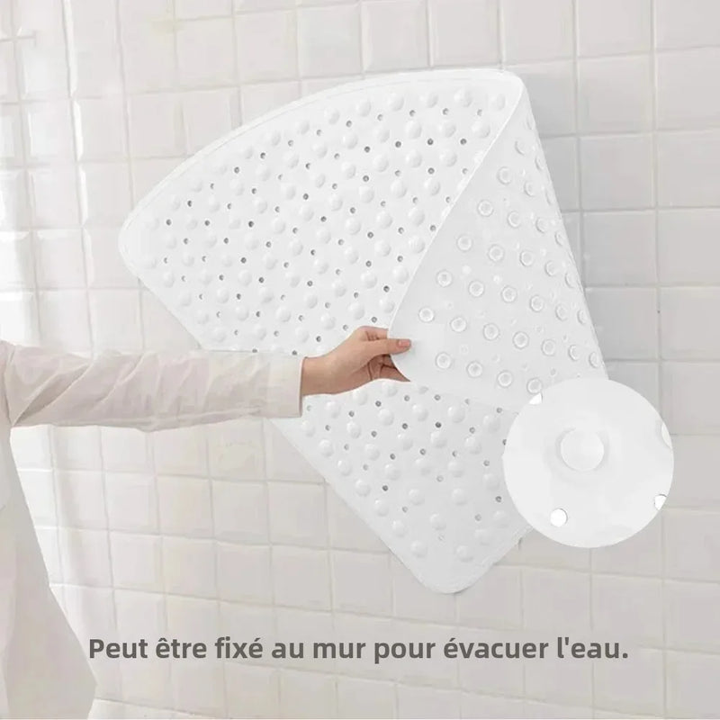 Tapis de Douche d'Angle Antidérapant Ventouses 53cm
