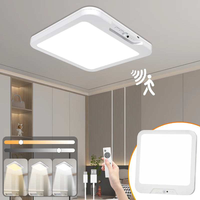 Plafonnier Cuisine Carré Rechargeable 5 000 mAh, Détecteur, Minuterie, Lot de 1 ou 2