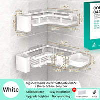 Étagère de Douche d'Angle Sans Perçage Noir ou Blanc, 2 Étagères et Accessoires
