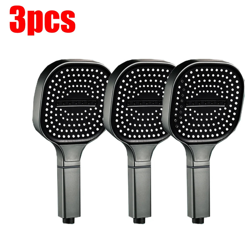 Pommeau de Douche Carré 13 cm, 3 Modes, Noir, Gris ou Argenté