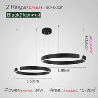 Suspension Cuisine LED Anneaux Ouverts, Ø 40 à 80 cm