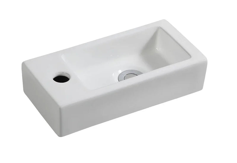 Lave-Main Mural en Céramique Blanc, Ultra-Étroit 36,5 x 18 cm