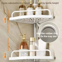 Étagère de Douche d'Angle Télescopique Sol-Plafond 4 Niveaux Sans Perçage