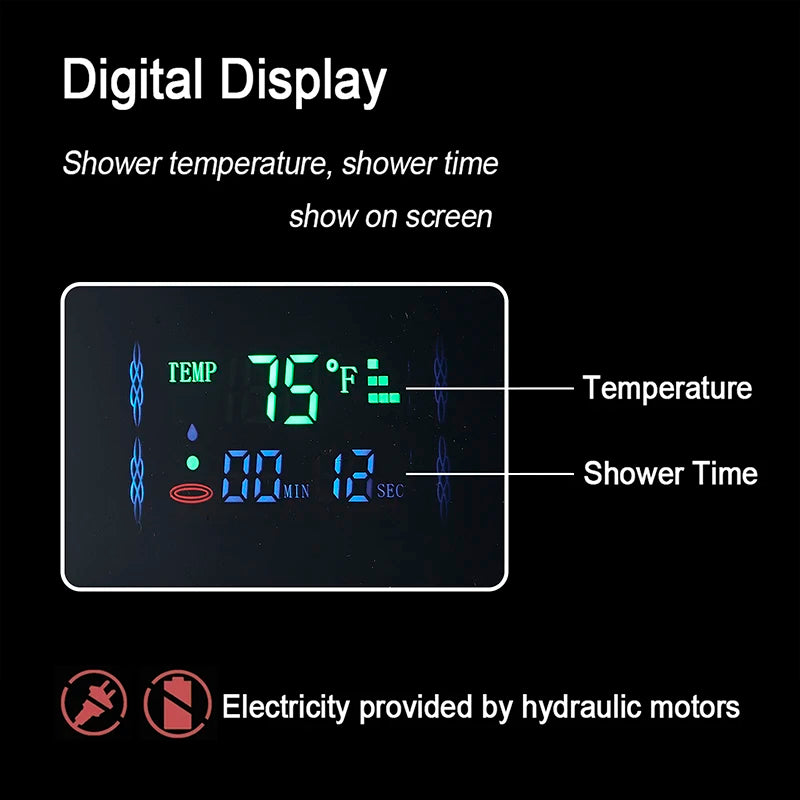 Colonne de Douche Panneau LED avec Écran de Température et Jets de Massage