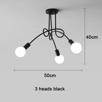 Plafonnier Cuisine Branches 3 ou 5 Lampes E27, Noir, Blanc ou Doré