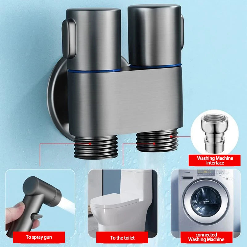 Douchette WC Laiton Valve d'Angle Double Sortie