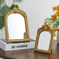 Miroir de Table Doré en Arche Sculptée, Style Vintage, 3 Formats