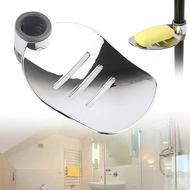 Porte-Savon de Douche pour Barre Coulissante, ABS Chromé en Forme de Feuille