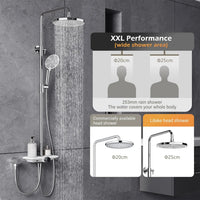 Colonne de Douche Murale Inox avec Étagère Intégrée