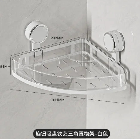 Étagère Salle de Bain à Ventouses Sans Perçage, Simple, Double ou Angle