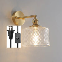 Applique Salle de Bain Verre Vert Cuivre avec Interrupteur Style Nordique