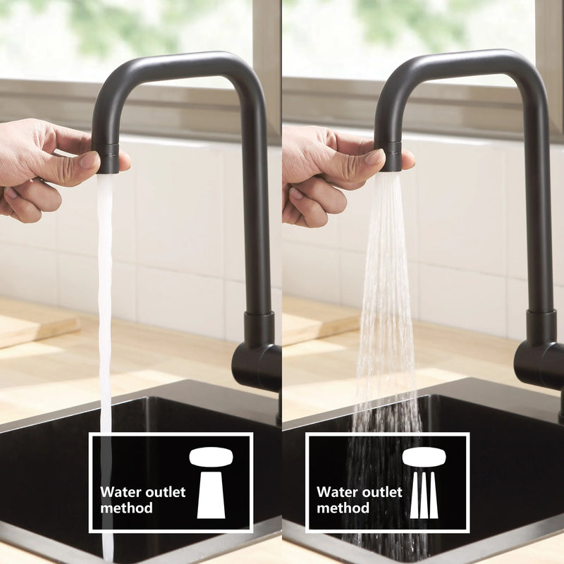 Robinet Cuisine Rabattable Noir 2 Jets Inox 304, Orientable 360° Sous Fenêtre